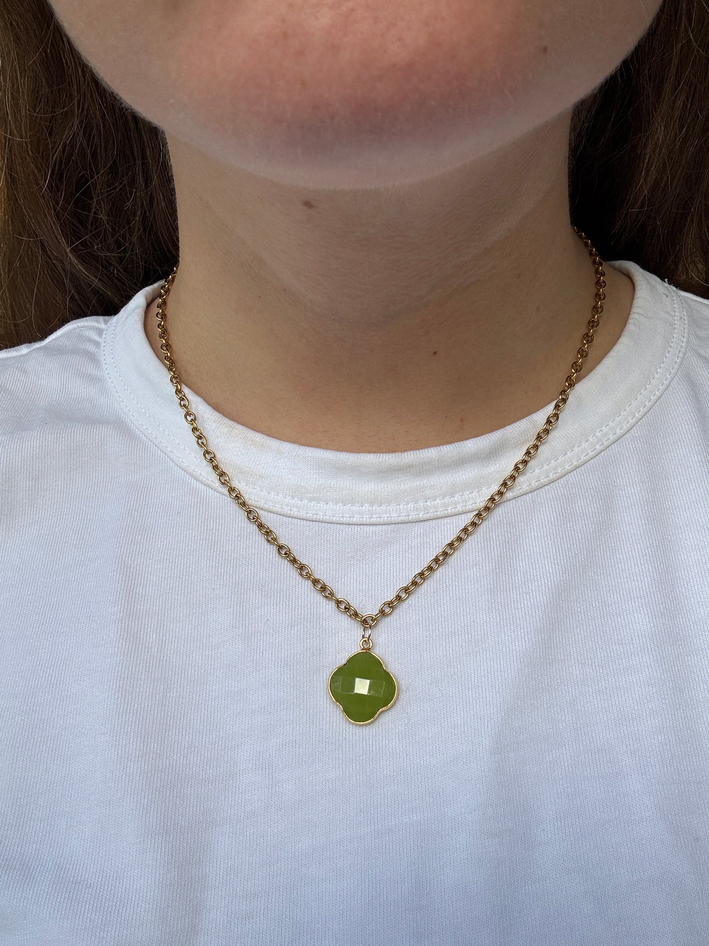 Green Clover Charm Necklace