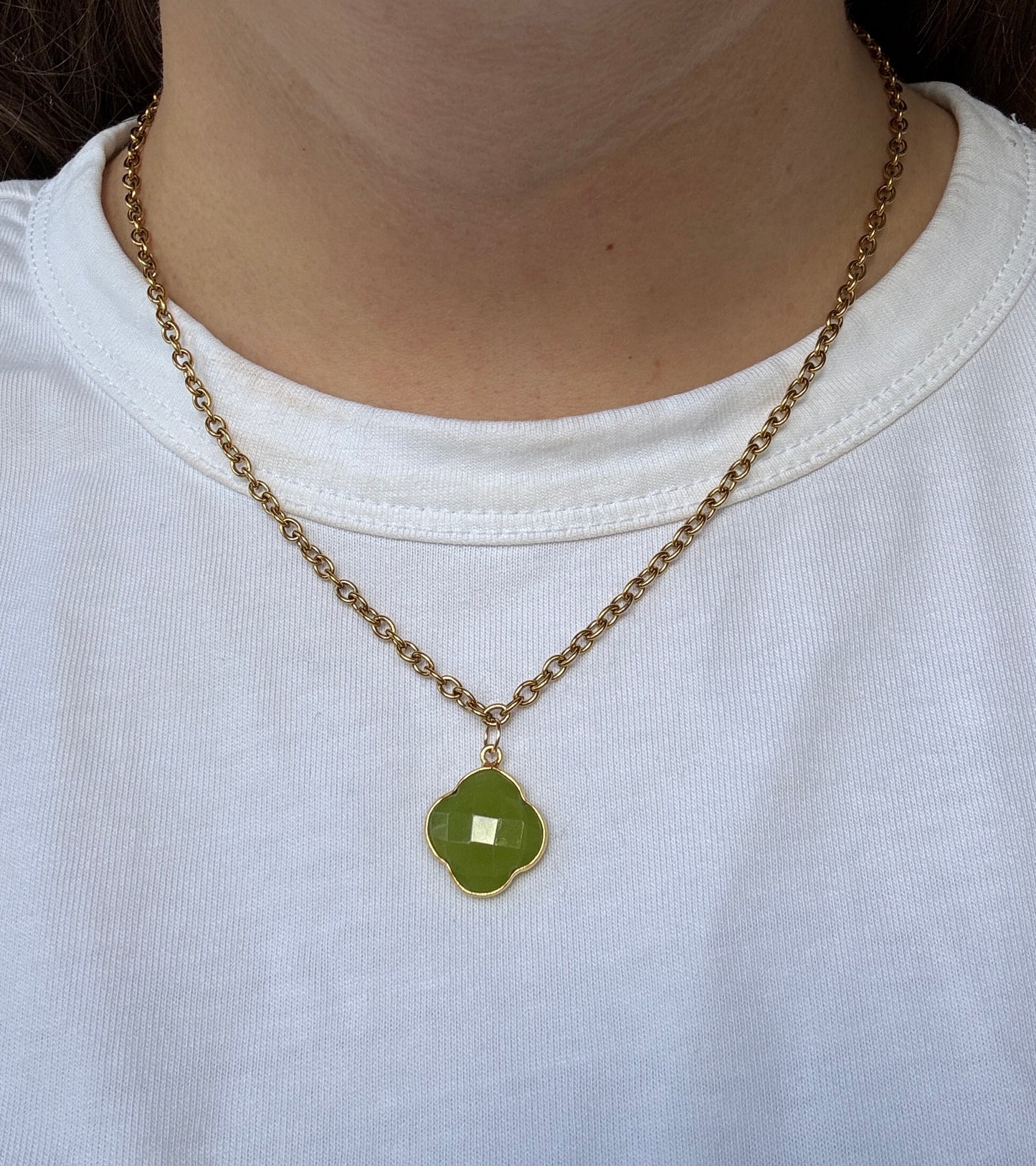 Green Clover Charm Necklace