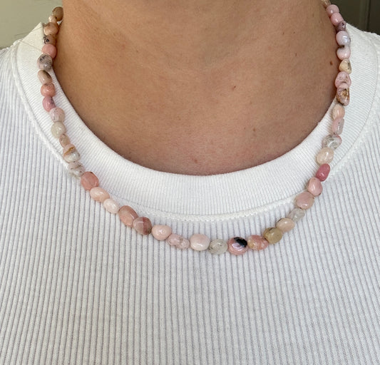 Pink Opal Heart Necklace